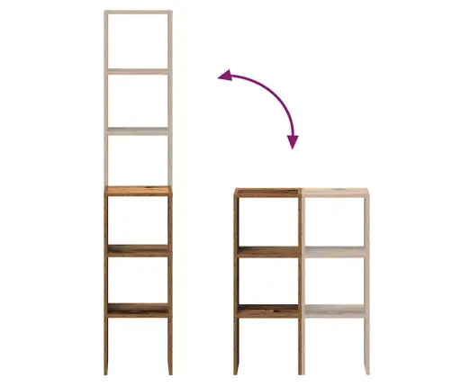 Raamatukapid 2Tk, Virnastatav, Vana Puit, 30X30X80cm Tehispuit