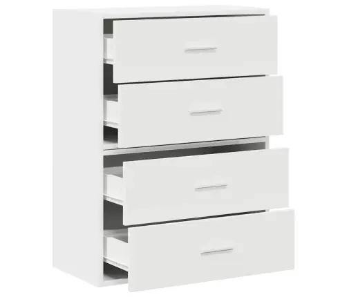 Spintelės Su 2 Stalčiais, 2 Vnt., Baltos, 60X31X40 cm Mediena