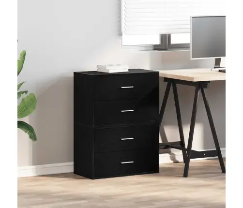 Skapji 2 Atvilktnēm 2Gab Melns 60X31X40 Cm Inženierijas Koks Vidaxl