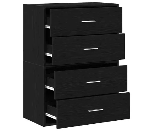 Skapji 2 Atvilktnēm 2Gab Melns 60X31X40 Cm Inženierijas Koks Vidaxl