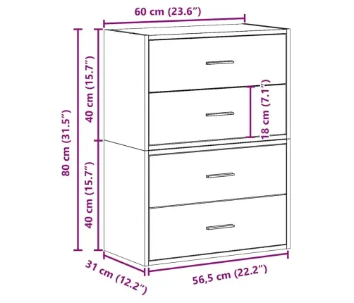 Skapji 2 Atvilktnēm 2Gab Melns 60X31X40 Cm Inženierijas Koks Vidaxl