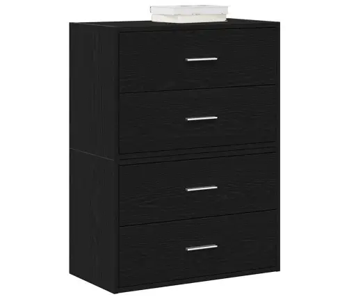 Skapji 2 Atvilktnēm 2Gab Melns 60X31X40 Cm Inženierijas Koks Vidaxl