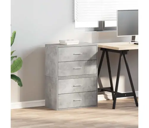 Skapji 2 Atvilktnēm 2Gab Pelēks 60X31X40 Cm Inženierijas Koks Vidaxl