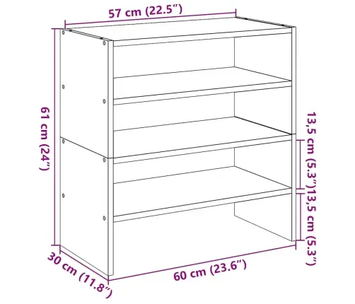 Apavu Plaukti 2 Gab Sakraujami Pelēka Ozola 60X30X30,5 Cm Vidaxl