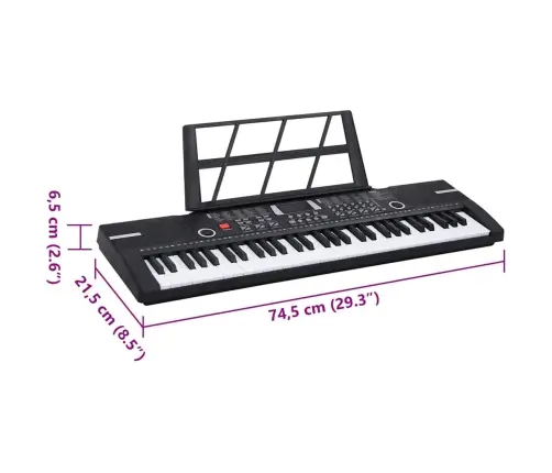 61Keys Klavieru Elektriskā Tastatūra Ar Mūzikas Statīvu Bērniem Vidaxl