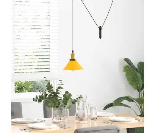 Rippvalgusti Kõrgus Reguleeritav E27 Läikega Kollane Ø 22 Cm