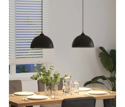 Piekaramās Lampas 2 Gab. Regulējams Augstums E27 Melns Ø 30 Cm Vidaxl