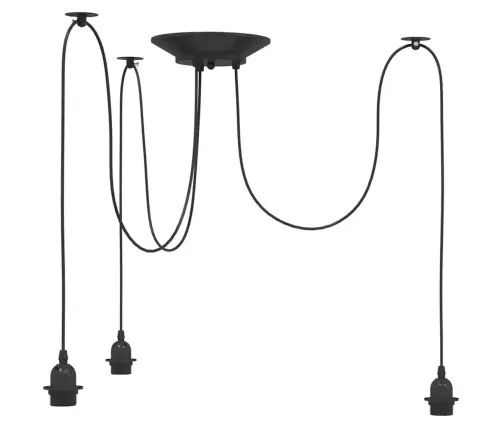 Piekarināma Lampa Ar 3 Lampu Turētājiem E27 Black Metal Vidaxl