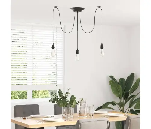 Piekarināma Lampa Ar 3 Lampu Turētājiem E27 Black Metal Vidaxl