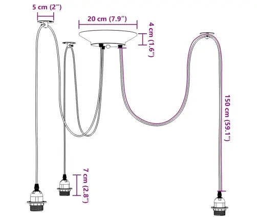Piekarināma Lampa Ar 3 Lampu Turētājiem E27 Black Metal Vidaxl