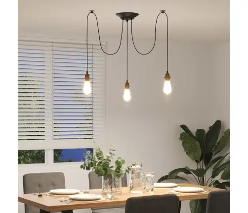 Piekarināma Lampa Ar 3 Lampu Turētājiem E27 Black Metal Vidaxl