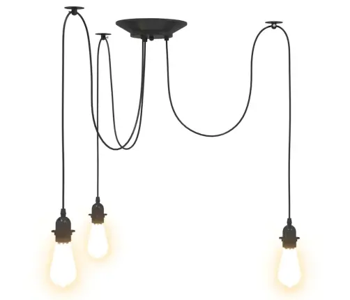 Piekarināma Lampa Ar 3 Lampu Turētājiem E27 Black Metal Vidaxl