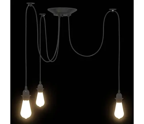 Piekarināma Lampa Ar 3 Lampu Turētājiem E27 Black Metal Vidaxl