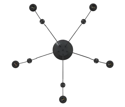 Piekaramā Lampa Ar 5 Lampu Turētājiem E27 Melns Metāls Vidaxl