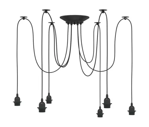 Piekaramā Lampa Ar 6 Lampu Turētājiem E27 Melns Metāls Vidaxl