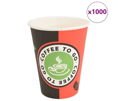 Papīra Kafijas Krūzes 1000 Gab. 12 Unces 300 Ml Sarkanas Melnas Vidaxl