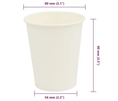 Papīra Kafijas Krūzes 1000 Gab. 8 Unces 200 Ml Baltas Vidaxl