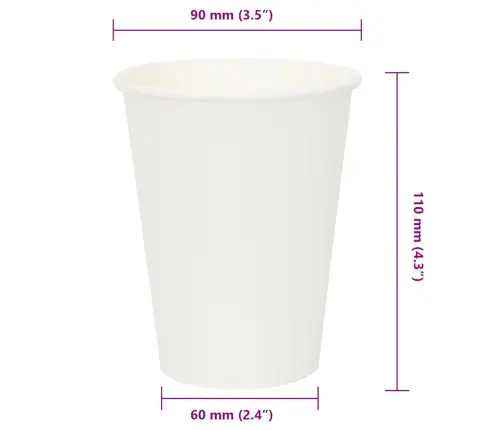 Papīra Kafijas Krūzes 1000 Gab. 12 Unces 300 Ml Baltas Vidaxl