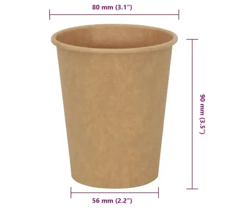 Papīra Kafijas Krūzes 1000 Gab. 8 Unces 200 Ml Brūni Vidaxl