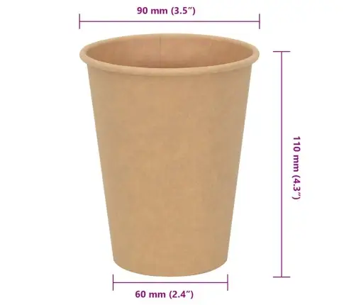 Papīra Kafijas Krūzes 1000 Gab. 12 Unces 300 Ml Brūni Vidaxl