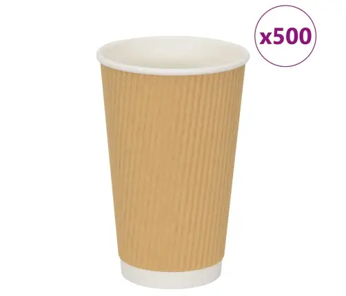 Papīra Kafijas Krūzes 500 Gab. 16 Unces 400 Ml Brūni Vidaxl