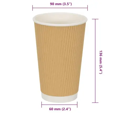 Papīra Kafijas Krūzes 500 Gab. 16 Unces 400 Ml Brūni Vidaxl
