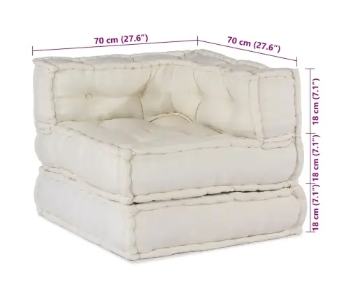 Modular Puffe Cream 70X70X54 Audums Vidaxl