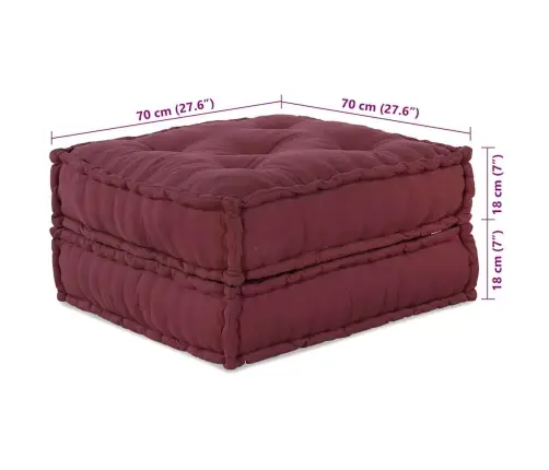 Modulārais Pouff Maroon 70X70X36 Audums Vidaxl