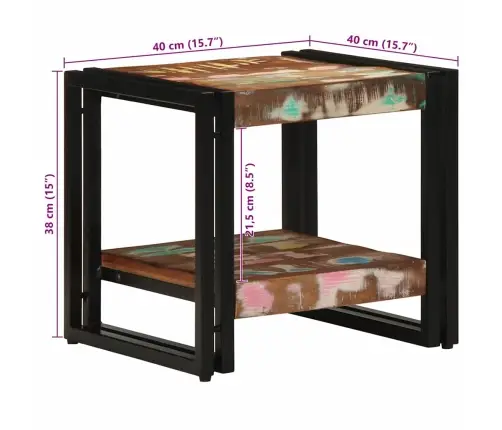 Kafijas Galds Daudzkrāsains 40X50X38 Cm Pārstrādāts Masīvkoks Vidaxl