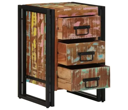 Krāsains Naktsgaldiņš 40X35X50 Cm No Pārstrādāta Masīvkoka Vidaxl