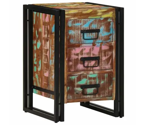 Krāsains Naktsgaldiņš 40X35X50 Cm No Pārstrādāta Masīvkoka Vidaxl