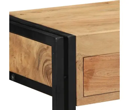 Konsoles Galds Melns 90X33X75 Cm Cietais Akācijas Koks Un Metāls Vidaxl