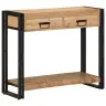 Konsoles Galds Melns 90X33X75 Cm Cietais Akācijas Koks Un Metāls Vidaxl