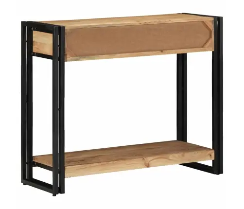 Konsoles Galds Melns 90X33X75 Cm Cietais Akācijas Koks Un Metāls Vidaxl