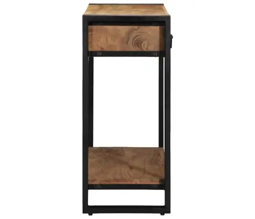 Konsoles Galds Melns 90X33X75 Cm Cietais Akācijas Koks Un Metāls Vidaxl