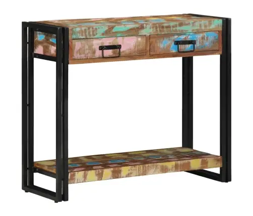 Konsoles Galds Daudzkrāsains Cieta Atjaunota Koksne Un Metāls Vidaxl
