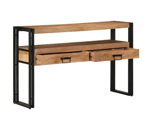 Galds Melns 120X33X75 Cm No Solidā Akācijas Koka Un Metāla Vidaxl