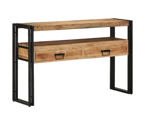 Galds Melns 120X33X75 Cm No Solidā Akācijas Koka Un Metāla Vidaxl