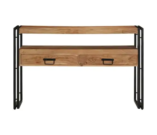 Galds Melns 120X33X75 Cm No Solidā Akācijas Koka Un Metāla Vidaxl