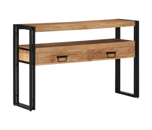 Galds Melns 120X33X75 Cm No Solidā Akācijas Koka Un Metāla Vidaxl