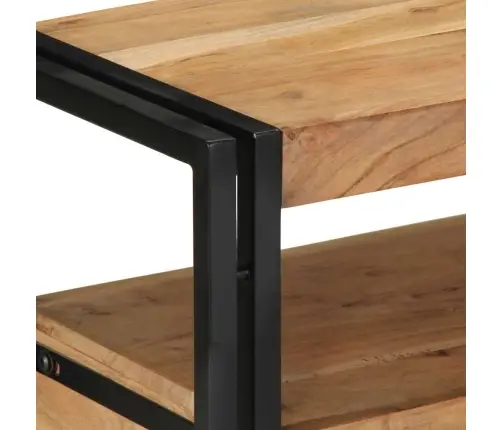 Consoles Galds Melns 90X33X75 Cm Cietā Akācijas Koka Un Metāla Vidaxl