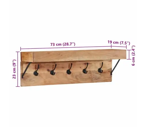 Riidepuu Riiuliga Pruun 73 X 19 X 23 Cm Akaatsiapuit