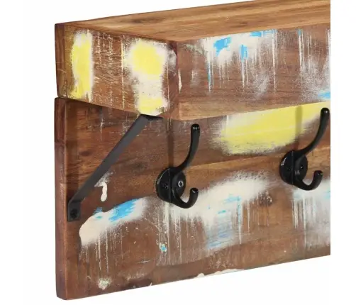 Mēteļu Pakaramais Ar Plauktu, Pie Sienas Stiprināms, No Cieta Atkārtoti Izmantota Koka Un Metāla Vidaxl