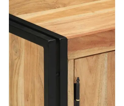 Apavu Skapis Melns 30X30X40 Cm Cietā Akācijas Koka Un Tērauda Vidaxl