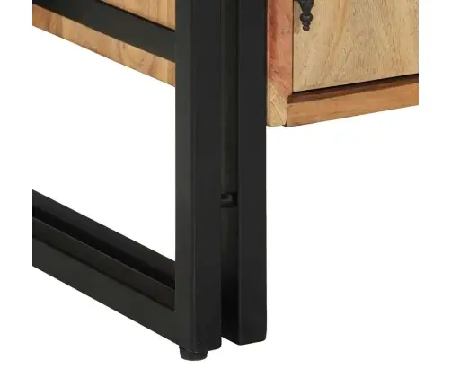 Apavu Skapis Melns 30X30X40 Cm Cietā Akācijas Koka Un Tērauda Vidaxl