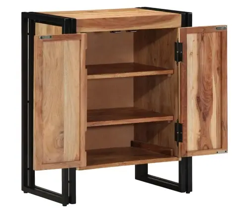 Apavu Skapis Melns 30X30X40 Cm Cietā Akācijas Koka Un Tērauda Vidaxl