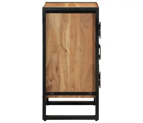 Apavu Skapis Melns 30X30X40 Cm Cietā Akācijas Koka Un Tērauda Vidaxl