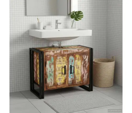 Valamukapp Mitmevärviline 71 X 33 X 58 Cm Tugev Taastatud Puit