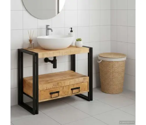 Vannasistabas Izlietnes Skapītis Cieta Mango Koksne, Dzelzs Vidaxl