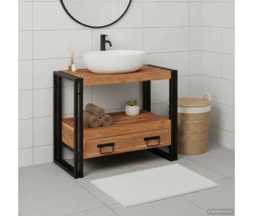 Veidrodžių Kabinetas Su Stalčių Ruda Kietos Akacijos Mediena